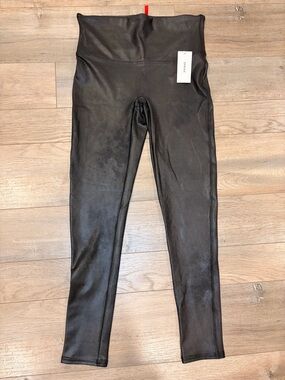 NWT SPANX Black Faux Leather Leggings MSRP $98